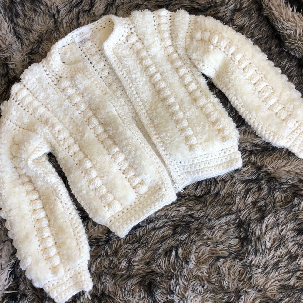 Boho White Acrylic Sweater